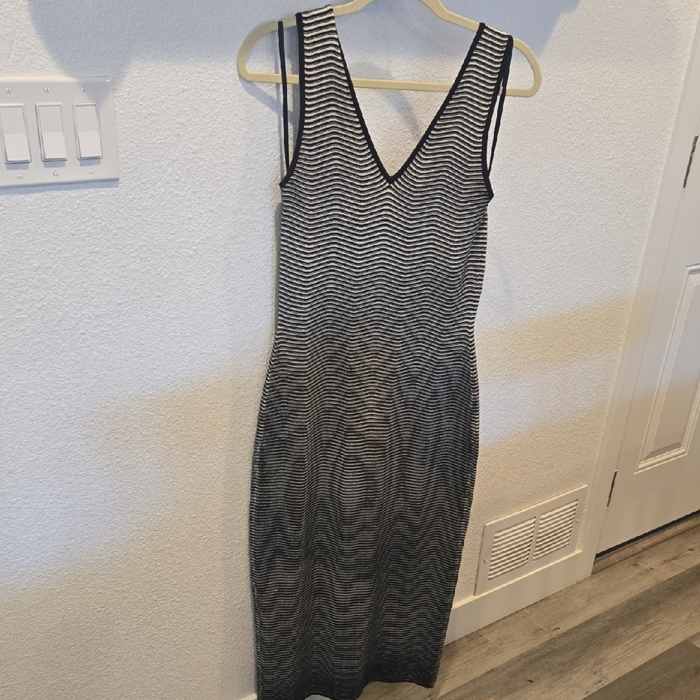 Ramy Brook Black and White Zigzag Midi Dress